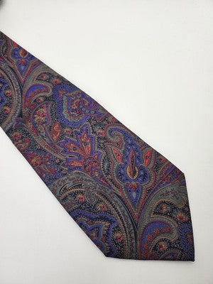 Liberty Silk Tie Mens Purple Red Paisley Floral Vtg Wedding Neck Tie Vintage Retro Formal