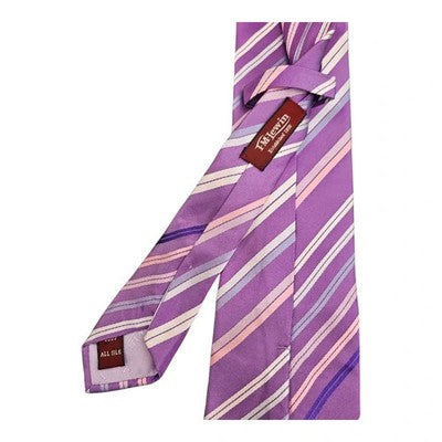 TM Lewin Purple and Pink Striped Silk Tie Mens Vintage Retro Wedding Formal Designer Classic