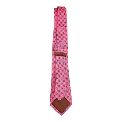 Atlas Design Pink Floral Linen Tie Mens Vintage Retro Wedding Formal Designer Classic Necktie