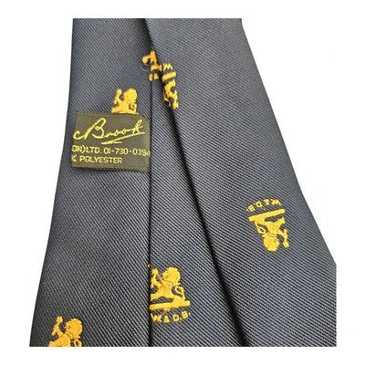 Ali Brook Navy Tie Gold Lions W and D.B Mens Vintage Retro Wedding Formal Designer Classic