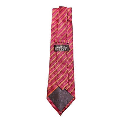 The Savile Row Red and Orange Striped Silk Tie Mens Vintage Retro Wedding Formal Designer