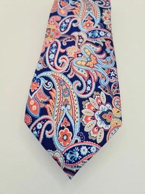 Blue Paisley Pattern Wedding Silk Tie | Designer Mens Tie UK  BX14 Vintage Retro Formal Classic
