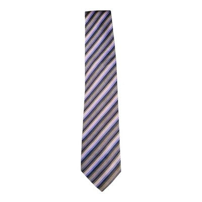 Baumler Purple and Navy Striped Silk Tie Mens Vintage Retro Wedding Formal Designer Classic
