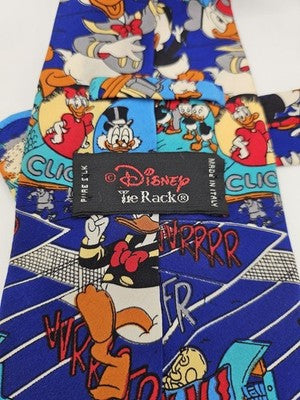 Disney The Rack Silk Tie Mens Blue Donald Duck Comic Novelty Vtg Neck Clearance Vintage Retro