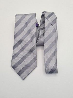 Ted Baker Grey / Silver Stripe Wedding Silk Tie | Designer Mens Tie UK  BX2 Vintage Retro