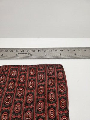 Silk Pocket Square Mens Red Geometric Vtg Wedding Handkerchief Hankie Formal Suit Vintage