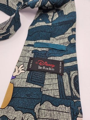 Disney Tie Rack Silk Tie Mens Green Donald Duck Nephews Vtg Novelty Clearance Vintage Retro