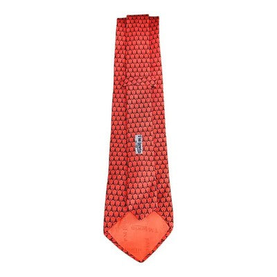 TM Lewin Red Eiffel Tower Pattern Silk Tie Mens Vintage Retro Wedding Formal Designer Classic