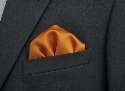 Silk Pocket Square Mens Orange Plain Vtg Wedding Handkerchief Hankie Formal Suit Vintage