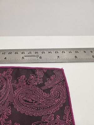 Silk Pocket Square Mens Purple Paisley Vtg Wedding Handkerchief Hankie Formal Suit Vintage