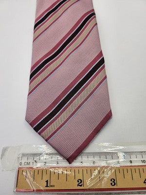 Hugo Boss Silk Tie Mens Pink Striped Diagonal Textured Wedding Neck Tie Vintage Retro Formal