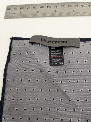Burton Pocket Square Mens Navy Blue Polka Dot Vtg Wedding Handkerchief Silk Formal Suit Vintage