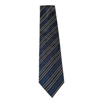 Taylor and Wright Navy Blue Striped Silk Tie Mens Vintage Retro Wedding Formal Designer Classic