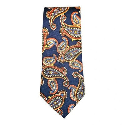 Feraud Vintage Blue Paisley Colourful Silk Tie Mens Retro Wedding Formal Designer Classic