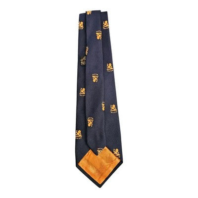 Ali Brook Navy Tie Gold Lions W and D.B Mens Vintage Retro Wedding Formal Designer Classic