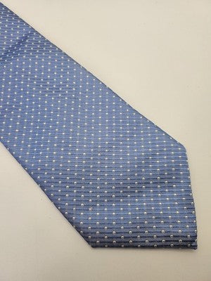 Dunhill Silk Tie Mens Blue White Polka Dot Spotted Vtg Wedding Neck Tie Vintage Retro Formal