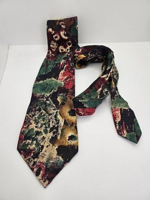 Ermenegildo Zegna Silk Tie Mens Multicoloured Abstract Floral Vtg Clearance Vintage Retro