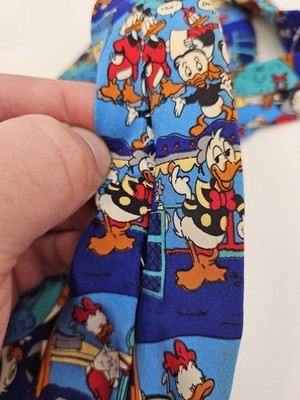 Disney The Rack Silk Tie Mens Blue Donald Duck Comic Novelty Vtg Neck Clearance Vintage Retro