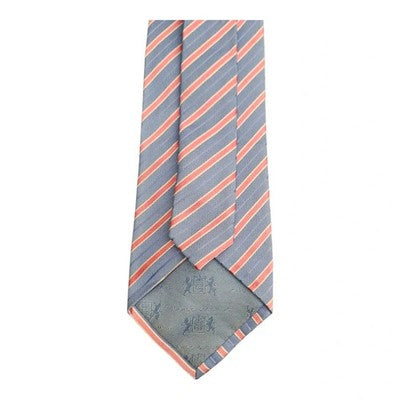 TM Lewin Pale Blue With Pink Stripes Silk Tie Mens Vintage Retro Wedding Formal Designer