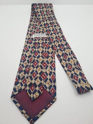 Vintage Armani Geometric Mens Silk Tie Classic Designer Necktie Formal BX9 Retro Wedding