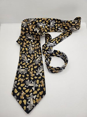 Tom and Jerry Silk Tie Mens Black Yellow Grey Cartoon Novelty Vtg Clearance Vintage Retro