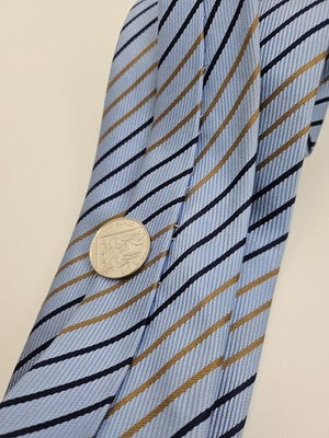 Charles Tyrwhitt Silk Tie Mens Blue Navy Gold Striped Wedding Neck Tie Clearance Vintage Retro
