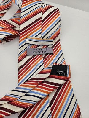Ted Baker Silk Tie Mens Multicoloured Striped Retro Wedding Neck Tie Vintage Formal Designer
