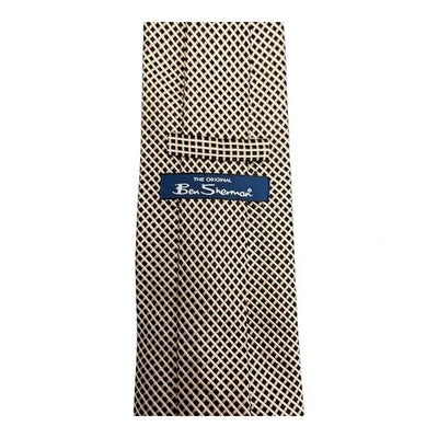 Ben Sherman Black Brown and White Woven Silk Tie Mens Vintage Retro Wedding Formal Designer