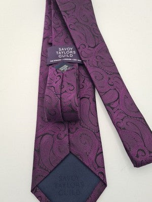 Savoy Tailors Purple Jacquard Mens Silk Tie Classic Designer Necktie BX1 Vintage Retro Wedding