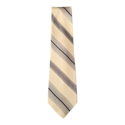 Vitaliano Pancaldi White Striped Silk Tie Mens Vintage Retro Wedding Formal Designer Classic