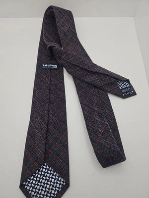 T.M Lewin Check tartan Woven Thin Mens Silk Tie Wedding Formal Neck Tie BX16 Vin Vintage Retro