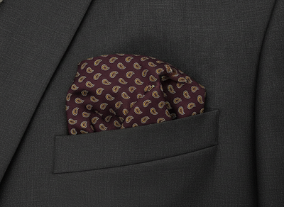 MandS Silk Pocket Square Mens Purple Paisley Vtg Wedding Handkerchief Formal Suit Vintage
