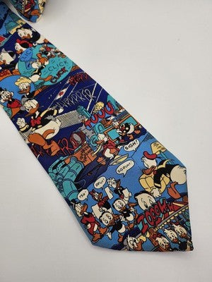 Disney The Rack Silk Tie Mens Blue Donald Duck Comic Novelty Vtg Neck Clearance Vintage Retro