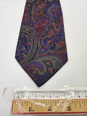 Liberty Silk Tie Mens Purple Red Paisley Floral Vtg Wedding Neck Tie Vintage Retro Formal