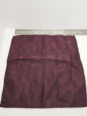 Mens Pocket Square Burgundy Vtg Retro Wedding Pre-Loved Vintage Poly 8''-10'' Silk Handkerchief