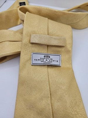 Hawes and Curtis Silk Tie Mens Gold Paisley Textured Vtg Wedding Neck Tie Vintage Retro Formal