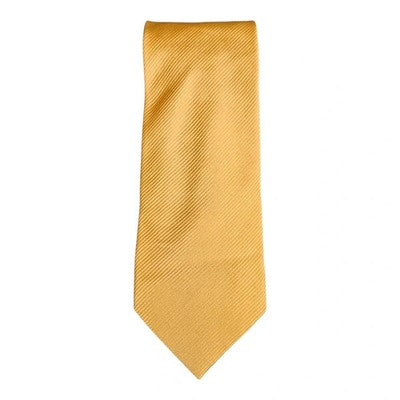 TM Lewin Gold / Yellow Plain Solid All Silk Tie Mens Vintage Retro Wedding Formal Designer