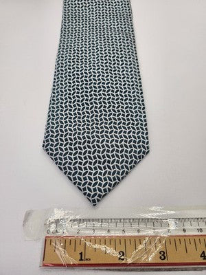 Charles Tyrwhitt Silk Tie Mens Green White Geometric Retro Wedding Neck Tie Vintage Formal