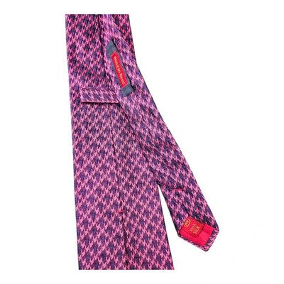 Austin Reed Pink and Purple Houndstooth Woven Silk Tie Mens Vintage Retro Wedding Formal
