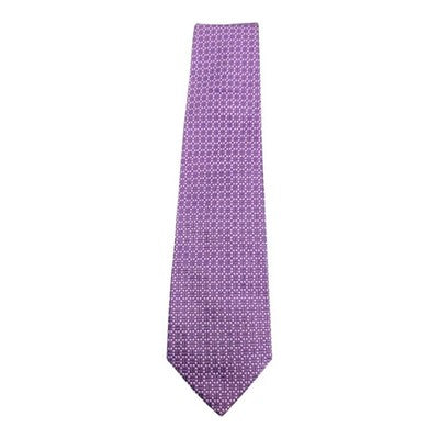 TM Lewin Purple Grid Check Silk Tie Mens Vintage Retro Wedding Formal Designer Classic Necktie