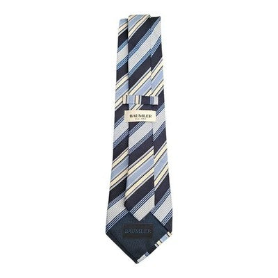 Baumler Shades Of Blue Striped Silk Tie Mens Vintage Retro Wedding Formal Designer Classic