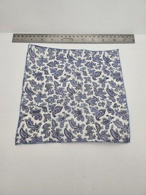 Mens Pocket Square White Vtg Retro Wedding Pre-Loved Vintage Poly 8''-10'' Silk Handkerchief