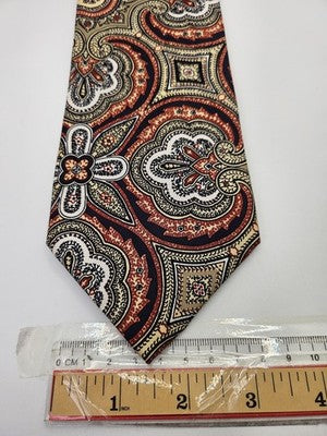 Aquascutum Silk Tie Mens Red Gold Navy Paisley Floral Vtg Wedding Neck Tie Vintage Retro Formal