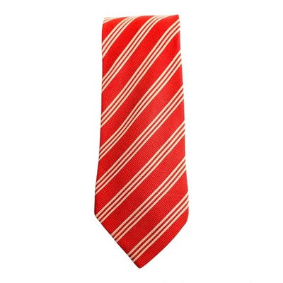 Austin Reed Red and White Striped Silk Tie Mens Vintage Retro Wedding Formal Designer Classic
