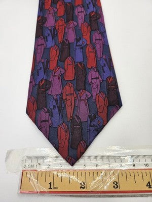 Aquascutum Silk Tie Mens Purple Red Abstract Figures Vtg Wedding Neck Tie Vintage Retro Formal
