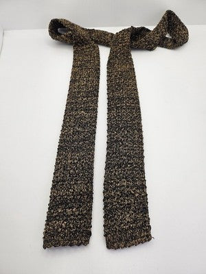Skinny Knitted Black Tie Men Multicoloured Woven Square End Necktie Mod Mens Vintage Retro