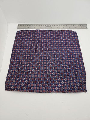 Mens Pocket Square River Vtg Retro Wedding Pre-Loved Vintage Poly 8''-10'' Silk Handkerchief