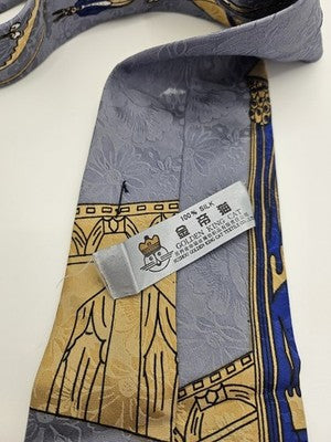 Golden King Cat Silk Tie Mens Grey Blue Bugs Bunny Novelty Vtg Neck Clearance Vintage Retro