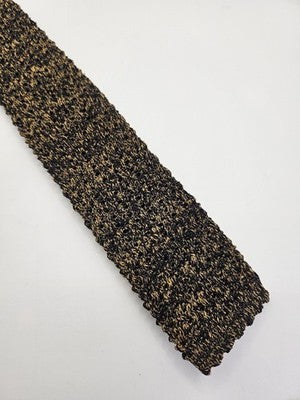 Skinny Knitted Black Tie Men Multicoloured Woven Square End Necktie Mod Mens Vintage Retro