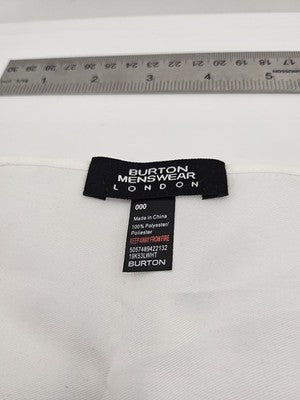 Burton Pocket Square Mens White Plain Polyester Wedding Handkerchief Hankie Silk Formal Suit